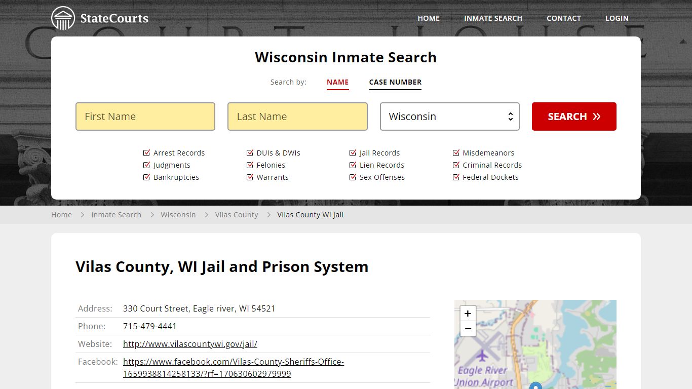 Vilas County WI Jail Inmate Records Search, Wisconsin - StateCourts